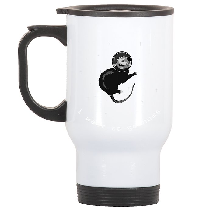 Space Possum Funny Introvert Anxiety Outer Space Stainless Steel Travel Mug