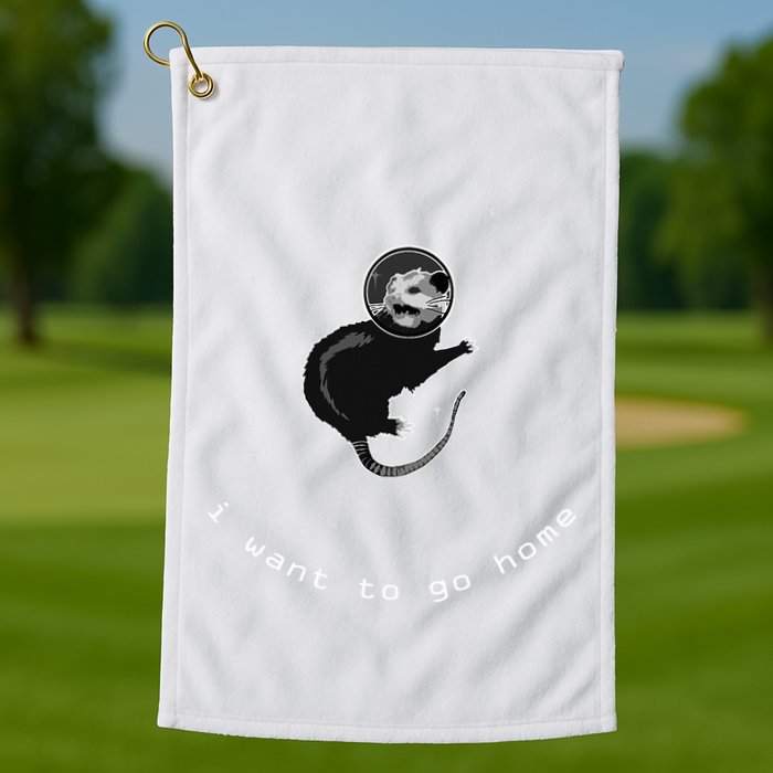 Space Possum Funny Introvert Anxiety Outer Space Golf Towel