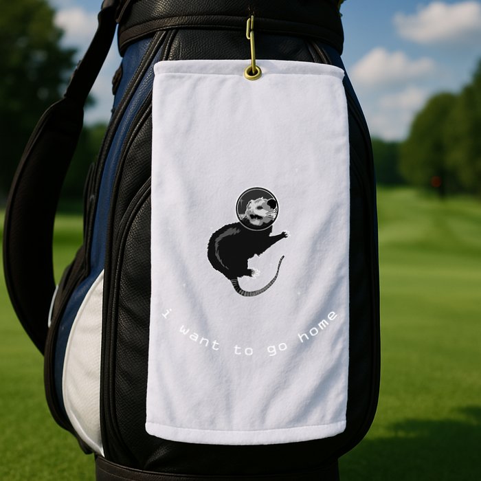 Space Possum Funny Introvert Anxiety Outer Space Golf Towel