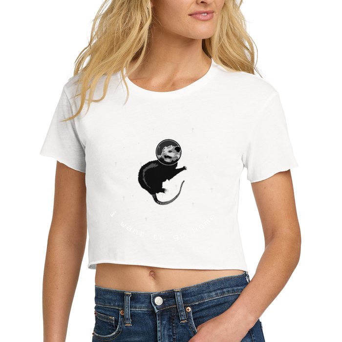 Space Possum Funny Introvert Anxiety Outer Space Crop Top