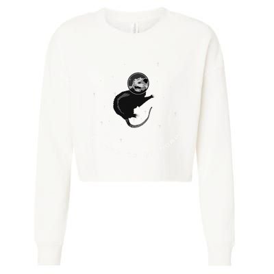 Space Possum Funny Introvert Anxiety Outer Space Cropped Pullover Crew