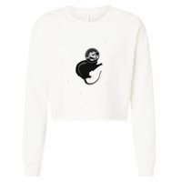 Space Possum Funny Introvert Anxiety Outer Space Cropped Pullover Crew