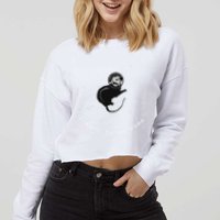 Space Possum Funny Introvert Anxiety Outer Space Cropped Pullover Crew
