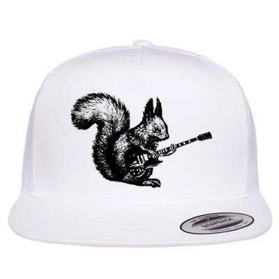 Squirrel Playing Guitar Funny Squirel Guitar Lover Guitar Flat Bill Trucker Hat