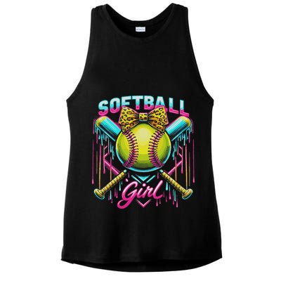 Softball Player Girl Ice Cream Softball Drip Ladies PosiCharge Tri-Blend Wicking Tank