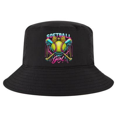 Softball Player Girl Ice Cream Softball Drip Cool Comfort Performance Bucket Hat