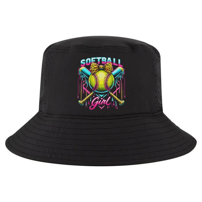 Softball Player Girl Ice Cream Softball Drip Cool Comfort Performance Bucket Hat