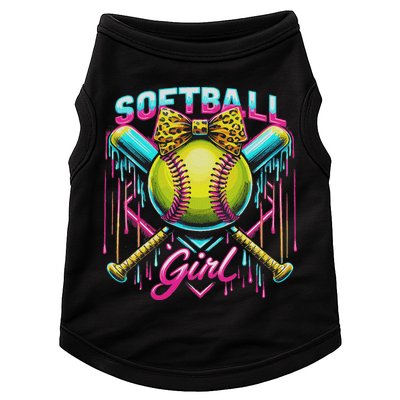 Softball Player Girl Ice Cream Softball Drip Doggie Tank