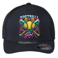 Softball Player Girl Ice Cream Softball Drip Flexfit Unipanel Trucker Cap