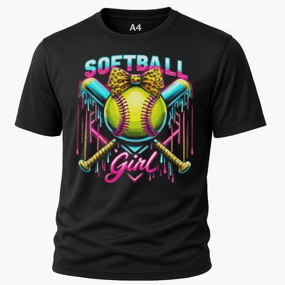 Softball Player Girl Ice Cream Softball Drip Performance Shirt