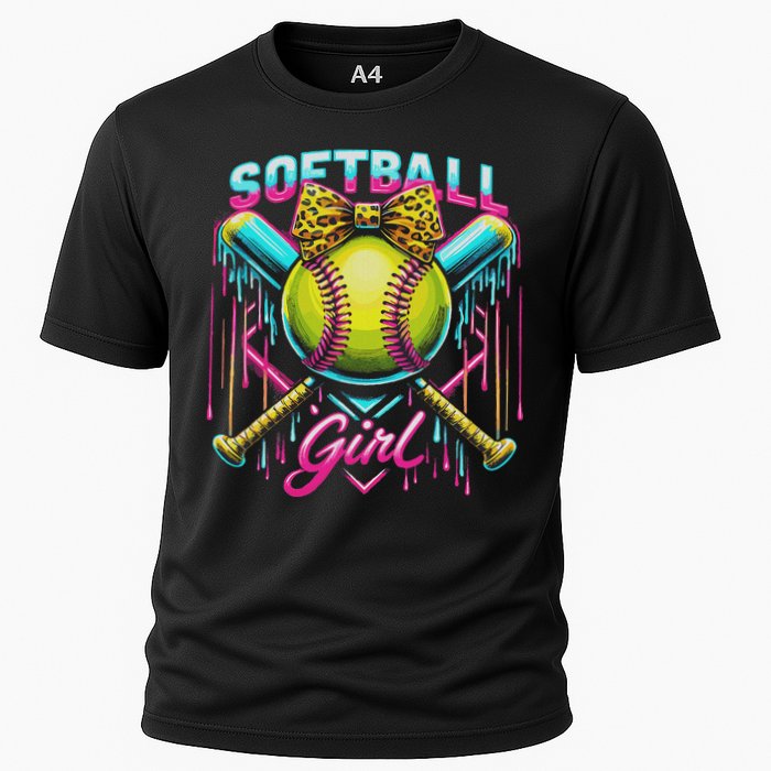 Softball Player Girl Ice Cream Softball Drip Cooling Performance Crew T-Shirt