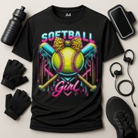 Softball Player Girl Ice Cream Softball Drip Cooling Performance Crew T-Shirt