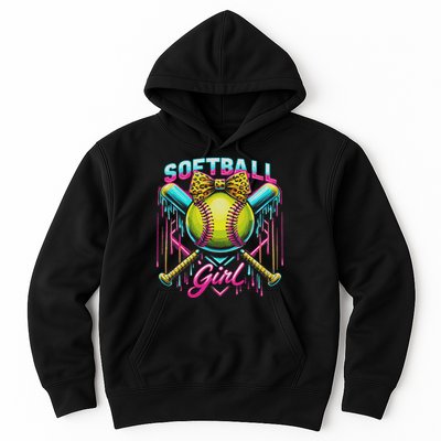 Softball Player Girl Ice Cream Softball Drip Hoodie