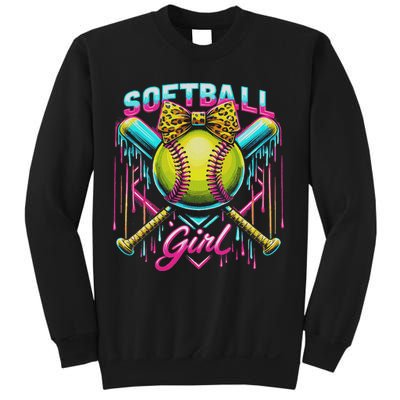 Softball Player Girl Ice Cream Softball Drip Sweatshirt