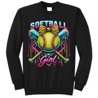 Softball Player Girl Ice Cream Softball Drip Sweatshirt