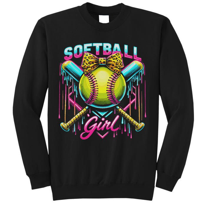 Softball Player Girl Ice Cream Softball Drip Sweatshirt