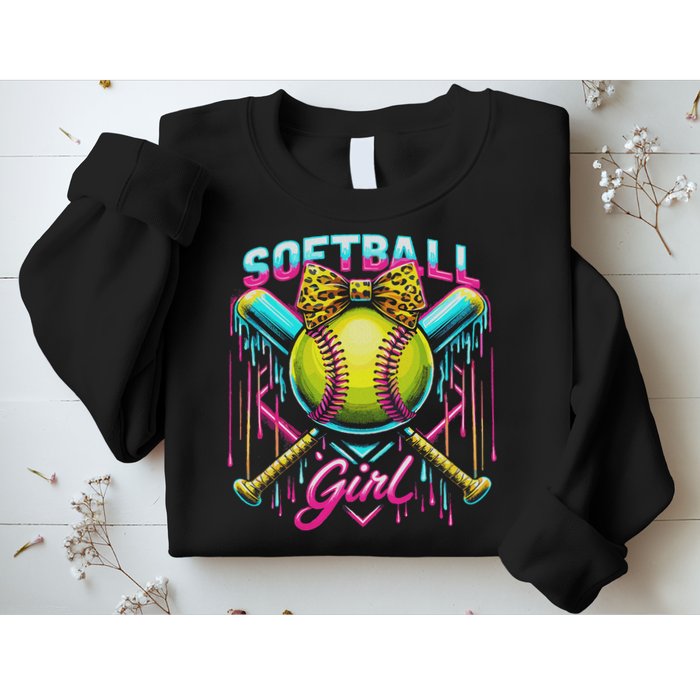 Softball Player Girl Ice Cream Softball Drip Sweatshirt