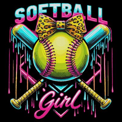 Softball Player Girl Ice Cream Softball Drip T-Shirt