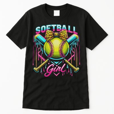 Softball Player Girl Ice Cream Softball Drip Tall T-Shirt