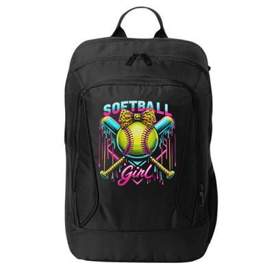 Softball Player Girl Ice Cream Softball Drip City Backpack