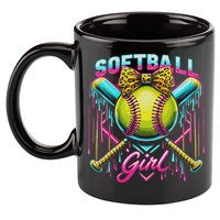 Softball Player Girl Ice Cream Softball Drip 11oz C Handle Ceramic Mug