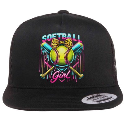 Softball Player Girl Ice Cream Softball Drip Flatbill Hat