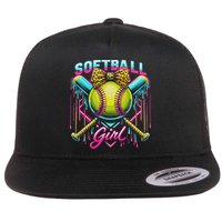 Softball Player Girl Ice Cream Softball Drip Flatbill Hat