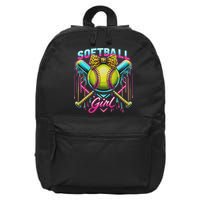 Softball Player Girl Ice Cream Softball Drip 16 in Basic Backpack