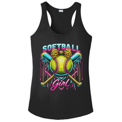 Softball Player Girl Ice Cream Softball Drip Ladies PosiCharge Competitor Racerback Tank