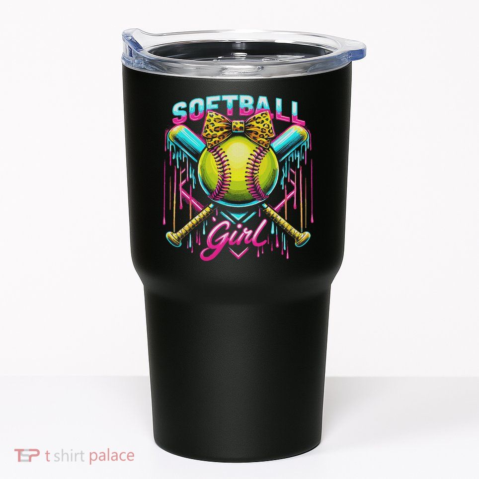 Softball Player Girl Ice Cream Softball Drip Tumbler