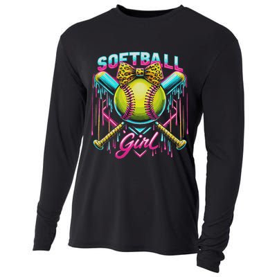 Softball Player Girl Ice Cream Softball Drip Cooling Performance Long Sleeve Crew