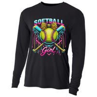 Softball Player Girl Ice Cream Softball Drip Cooling Performance Long Sleeve Crew