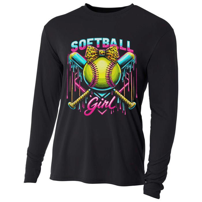 Softball Player Girl Ice Cream Softball Drip Cooling Performance Long Sleeve Crew