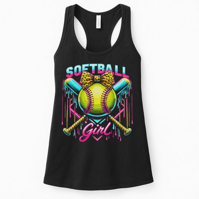 Softball Player Girl Ice Cream Softball Drip Womens Tank Top
