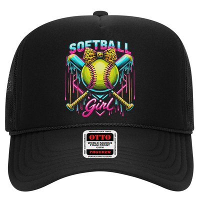 Softball Player Girl Ice Cream Softball Drip Trucker Hat