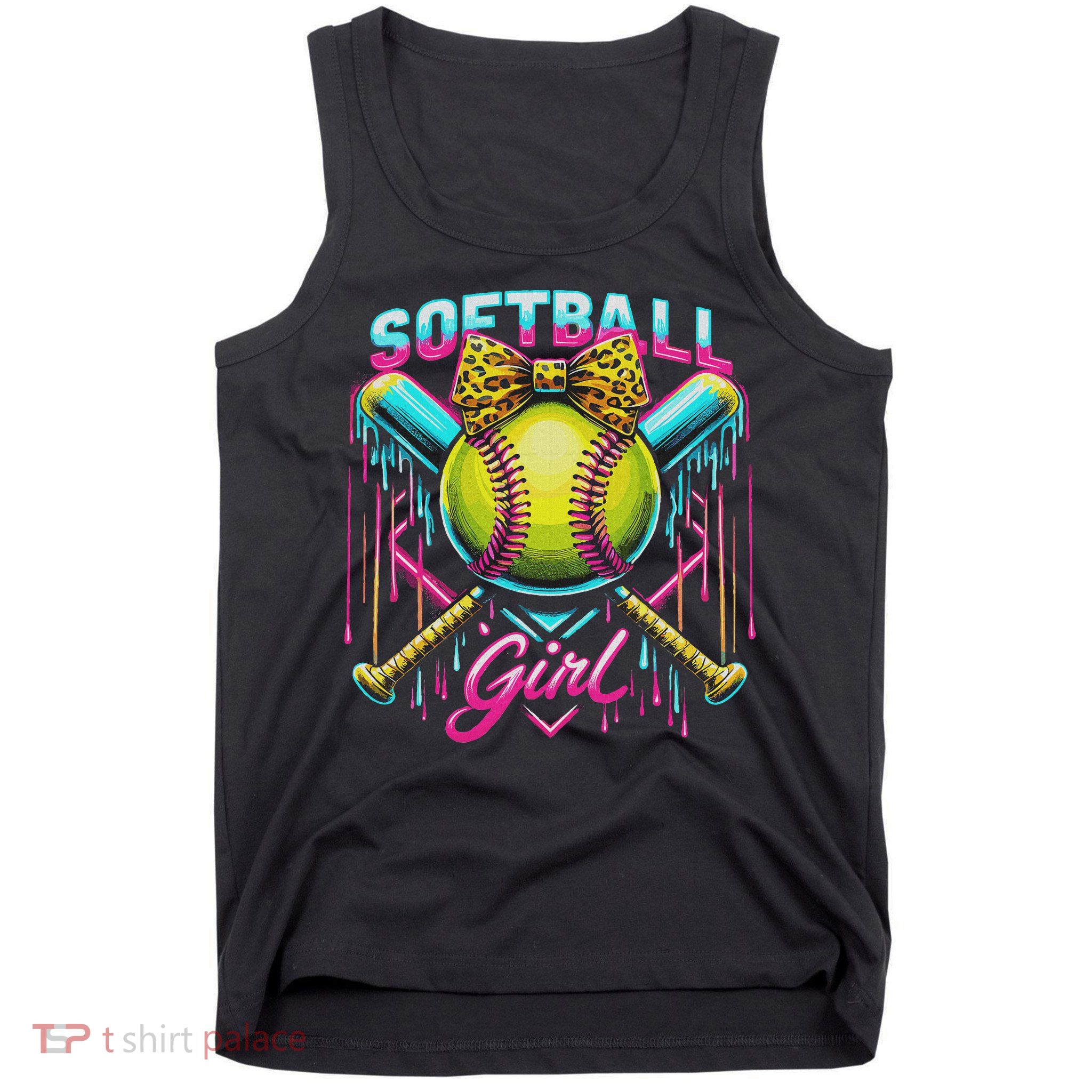 Softball Player Girl Ice Cream Softball Drip Tank Top