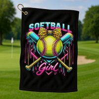 Softball Player Girl Ice Cream Softball Drip Golf Towel