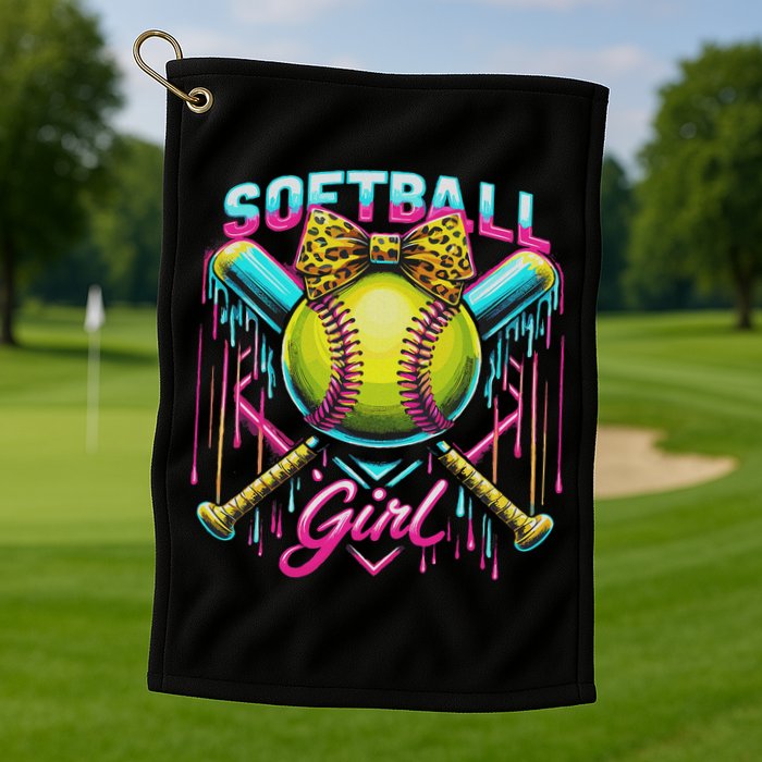 Softball Player Girl Ice Cream Softball Drip Golf Towel