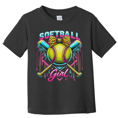 Softball Player Girl Ice Cream Softball Drip Toddler T-Shirt