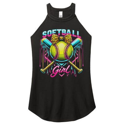 Softball Player Girl Ice Cream Softball Drip Women's Perfect Tri Rocker Tank