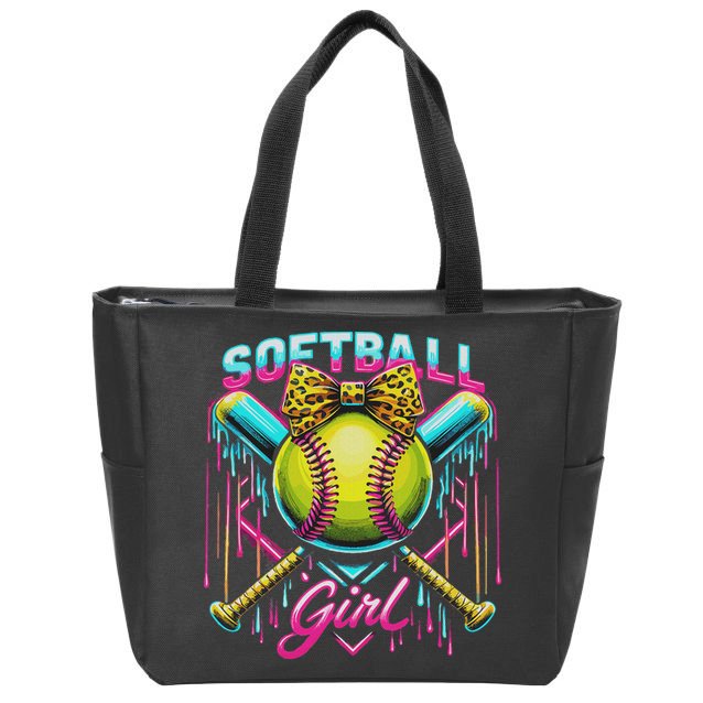 Softball Player Girl Ice Cream Softball Drip Zip Tote Bag