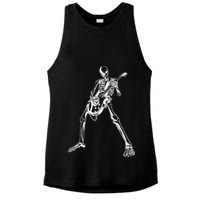 Skeleton Playing Guitar Ladies PosiCharge Tri-Blend Wicking Tank