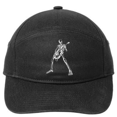 Skeleton Playing Guitar 7-Panel Snapback Hat