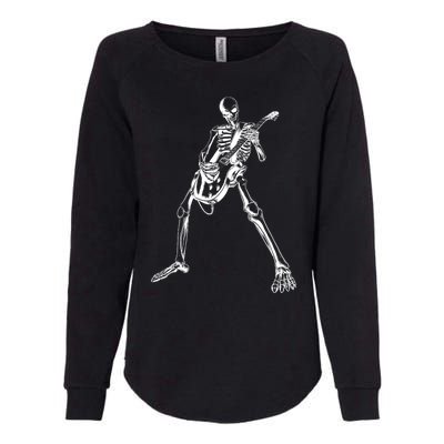 Skeleton Playing Guitar Womens California Wash Sweatshirt