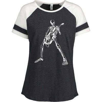 Skeleton Playing Guitar Enza Ladies Jersey Colorblock Tee