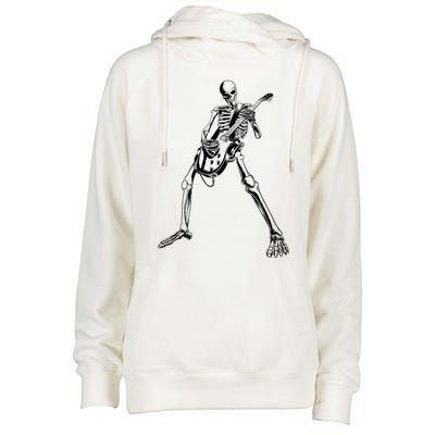 Skeleton Playing Guitar Womens Funnel Neck Pullover Hood