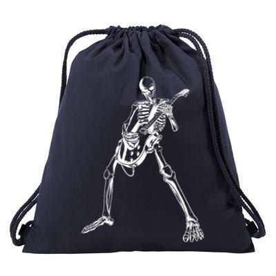 Skeleton Playing Guitar Drawstring Bag