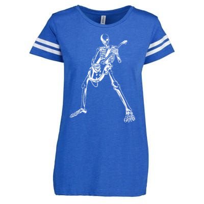 Skeleton Playing Guitar Enza Ladies Jersey Football T-Shirt