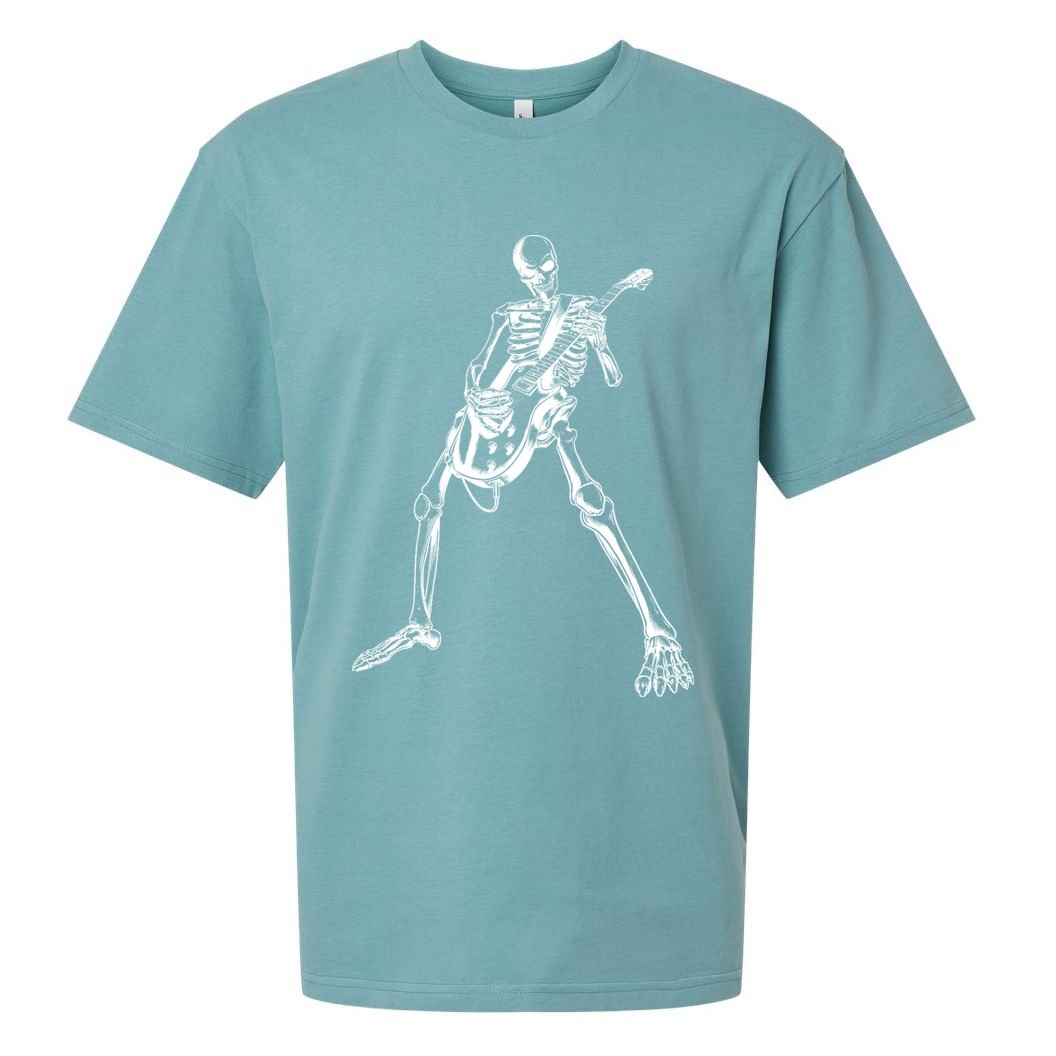 Skeleton Playing Guitar Sueded Cloud Jersey T-Shirt