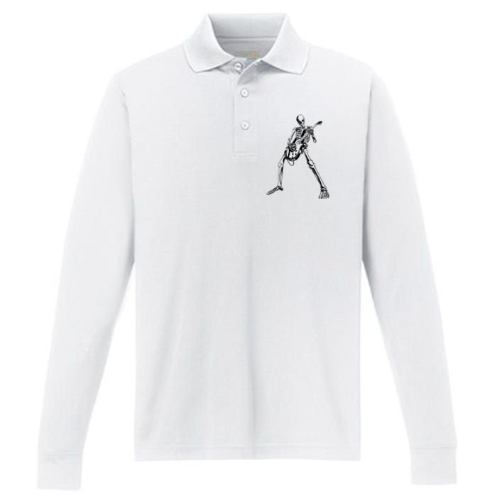 Skeleton Playing Guitar Performance Long Sleeve Polo